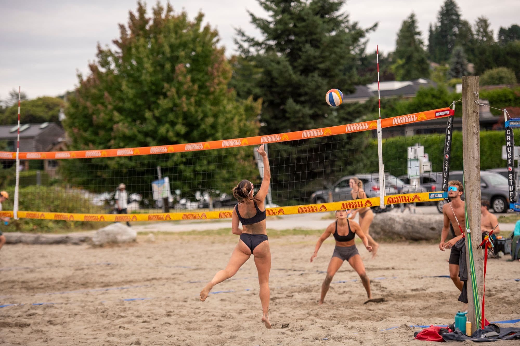 Beach volleyball roll shot